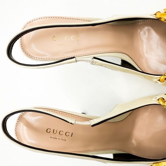 Gucci Marina Chain Slingback Pointed Toe Patent Leather Heels EU 42 US 12 - Picture 10 of 12